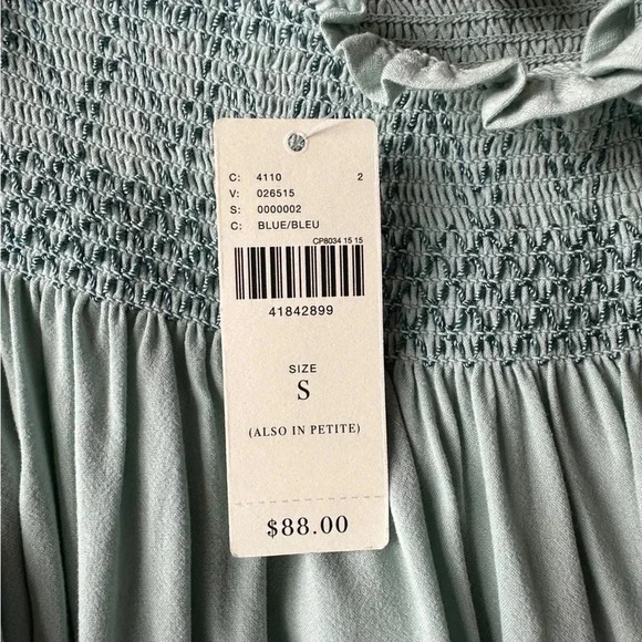 NWT | ANTHROPOLOGIE HOLDING HORSES | SEA BLUE PEASANT HALTER BLOUSE | 	SMALL - Picture 10 of 12